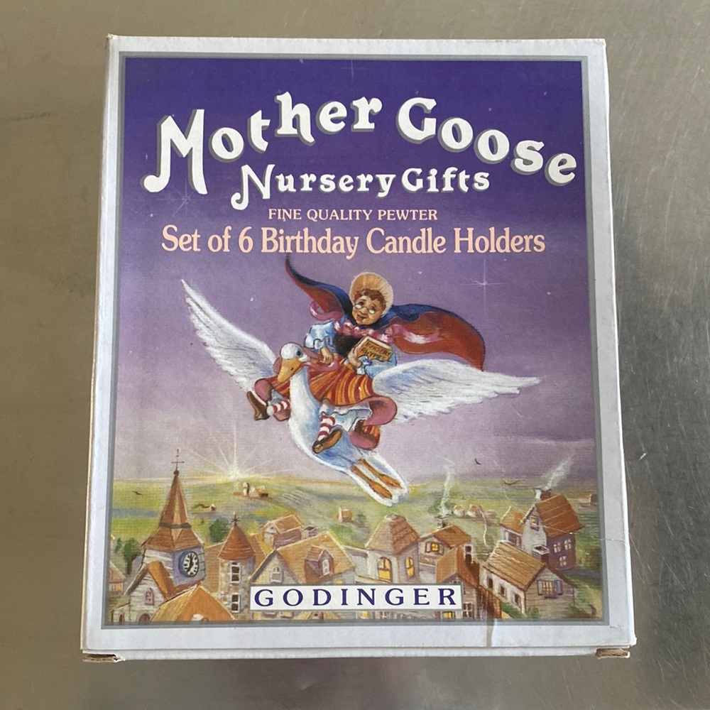 1994 Godinger Mother Goose Pewter Birthday Candle Holders - Set of 6